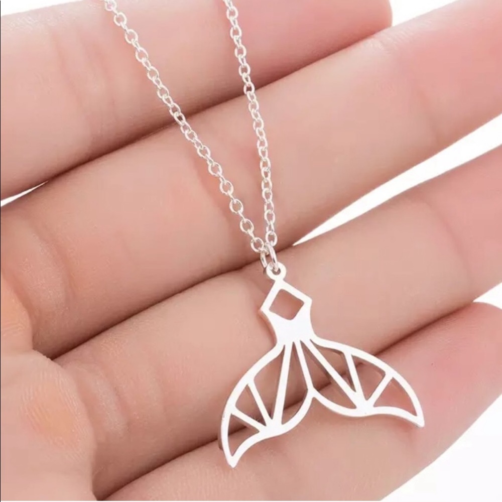 Silver Origami Mermaid Tail Necklace